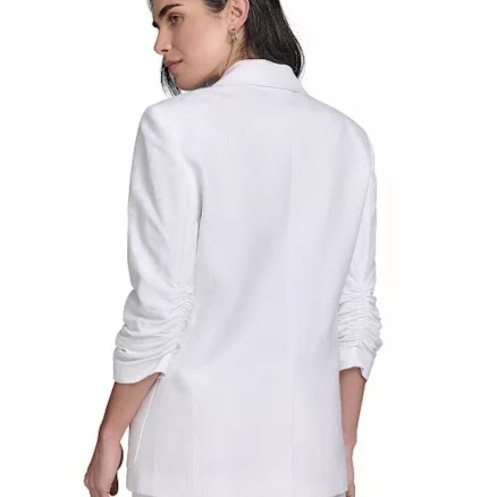 NWT Calvin Klein Women's Linen Blend One-Button Blazer, White, 18W - Picture 2 of 11